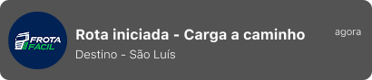 Rota iniciada - Carga a caminho